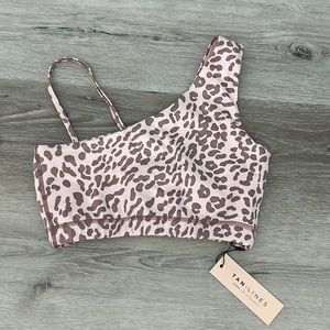 NWT Tan + Lines blush leopard sports bra SZ S
